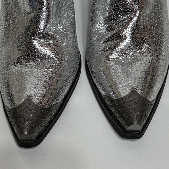 Forever 21 Silver Metallic Distressed Women's Ankle Boots - Picture 4 of 17